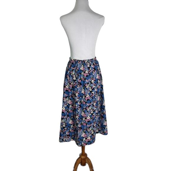 Vintage 1980s FR Sport Rayon Blend Floral Midi Skirt LArge - Picture 5 of 8